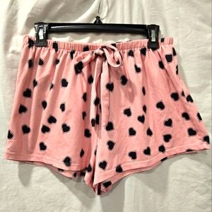 Shein - Pink w/ Black Heart PJ Shorts - (L)